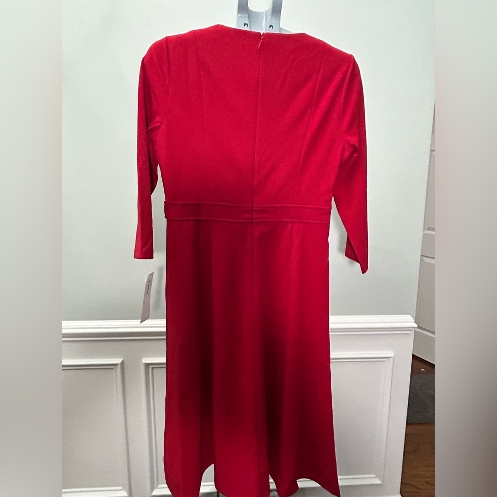 London Times Elegant Red Long Sleeve Dress - Picture 4 of 5
